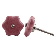 Pink Star Shape Crackle Ceramic Drawer Knob